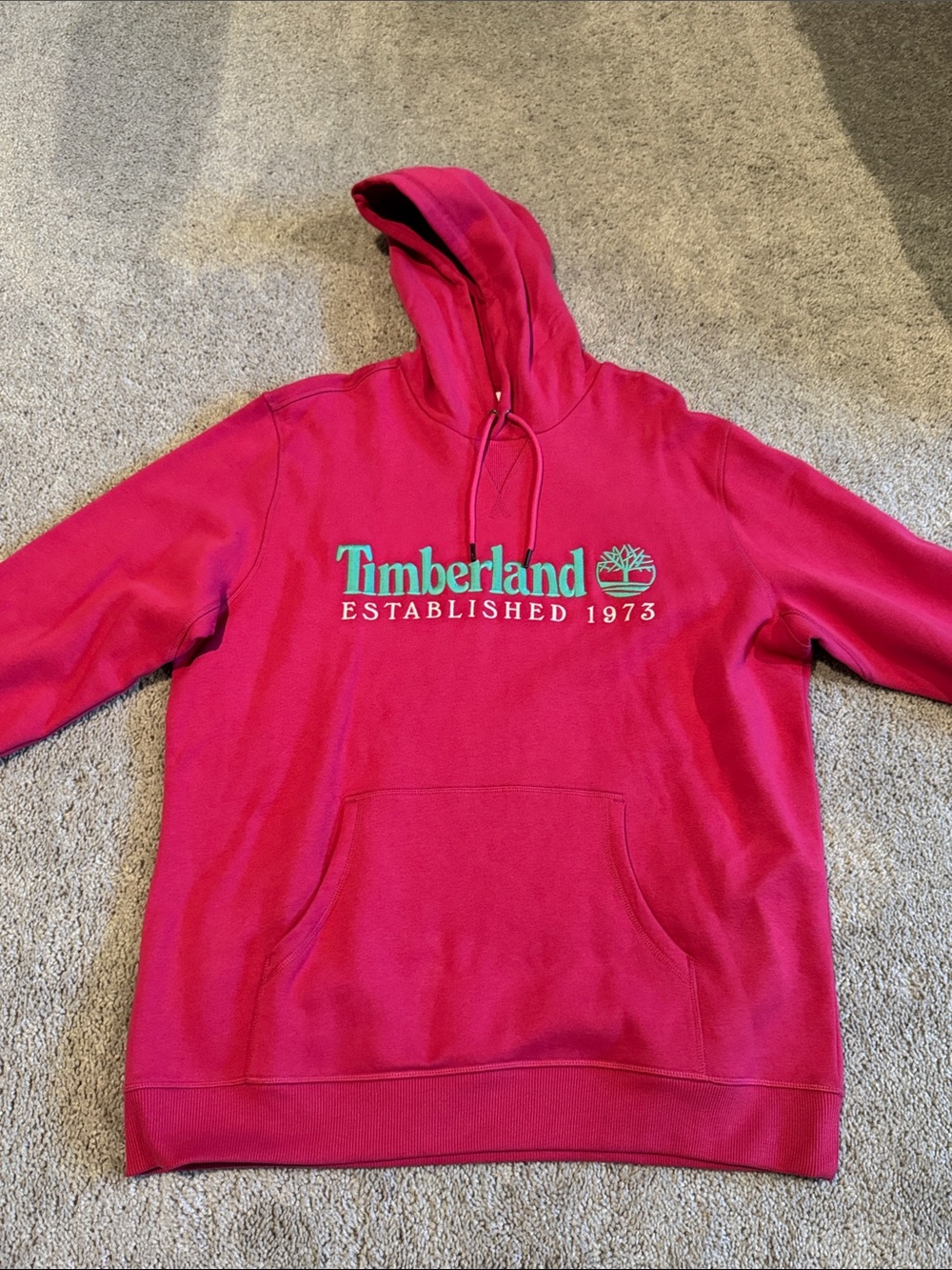 Timberland Men's Hot Pink Logo Pullover Hoodie
